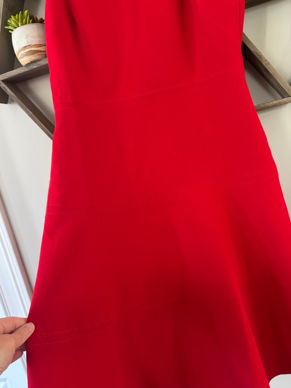 Banana Republic Red Stretch Racerback Fit-and-Flare Dress Size 0 petite. - Picture 6 of 8